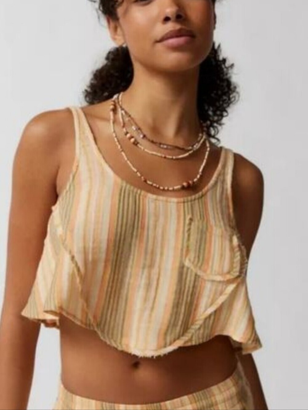 Urban Outfitters Womens Boho Scoop Neck Cabot Distressed Cropped Cami Size XS